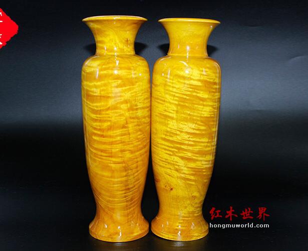 金丝楠木花瓶约长30CM宽8.3CM 精美水波金丝楠-1