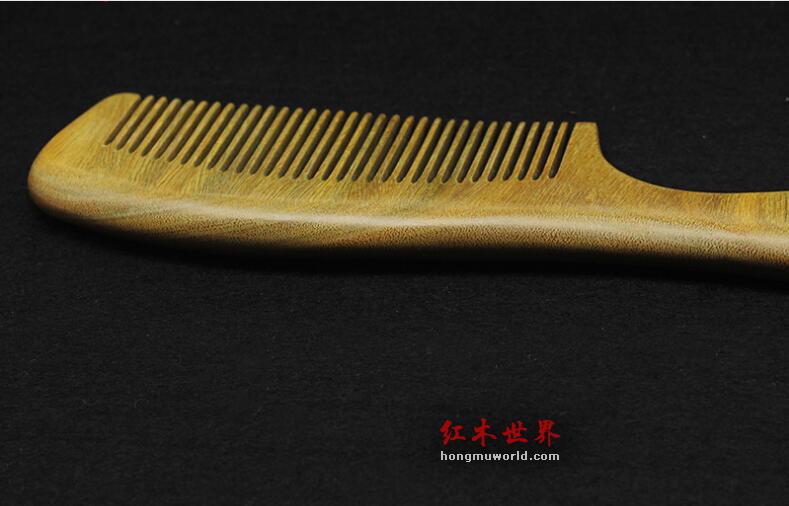 天然绿檀木梳 圣檀木梳子实木无静电保健梳 美容美发檀木梳-4