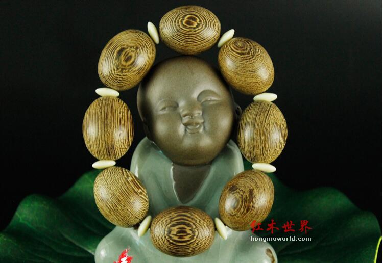 鸡翅木橄榄珠加隔片橄榄珠佛珠手串手链-1