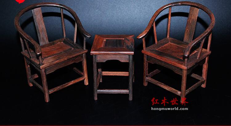 红酸枝天空椅三件套仿明清家具摆件 仿明清家具-2