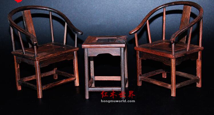 红酸枝天空椅三件套仿明清家具摆件 仿明清家具-4
