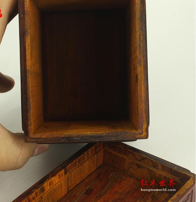 红酸枝四角茶叶盒 实用木茶叶盒 居家实用馈赠-2