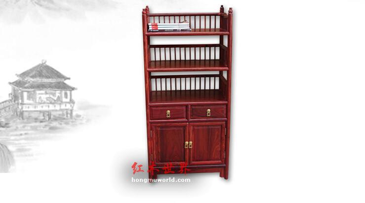 小叶红檀木明式梳子茶水柜榫卯结构小书架中式古典茶水柜-1