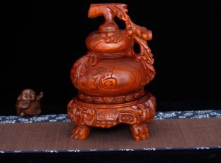 花梨木福到葫芦木雕摆件 实木雕刻木质工艺礼品