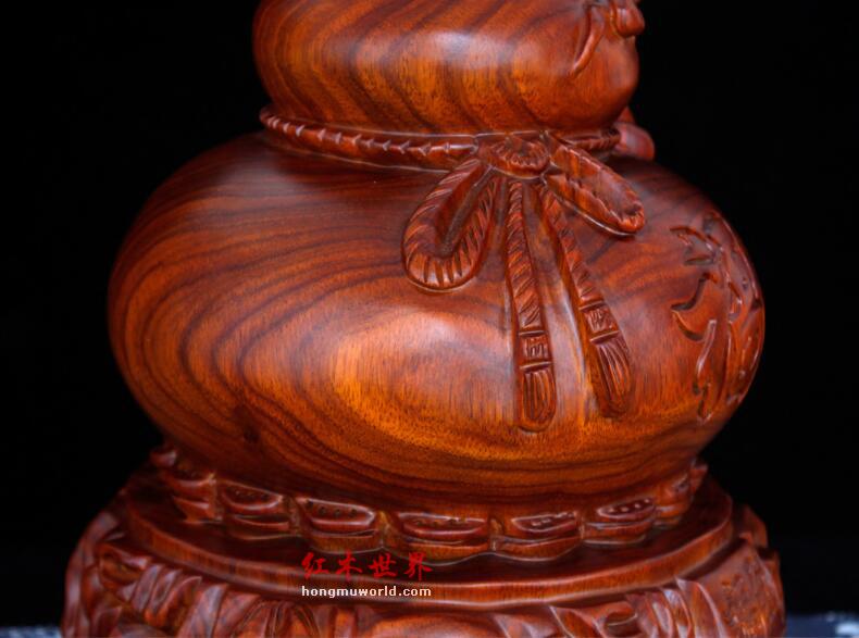 花梨木福到葫芦木雕摆件 实木雕刻木质工艺礼品-8