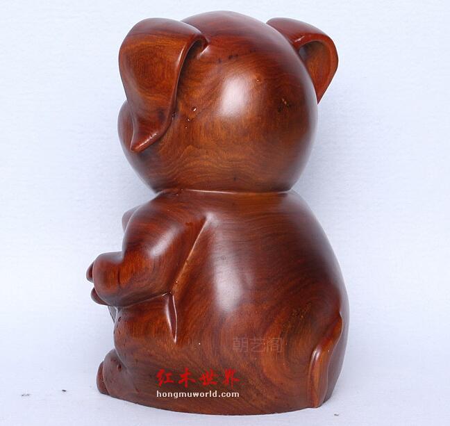 木雕工艺品花梨木招财进宝猪实木动物笑脸猪家居摆件-4