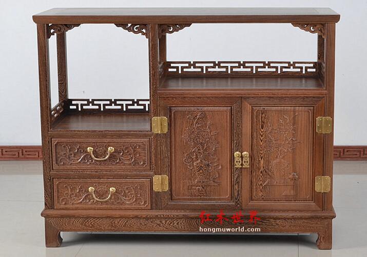 明清古典 非洲小鸡翅木家具 鸡翅木餐边柜 实木储物柜-2