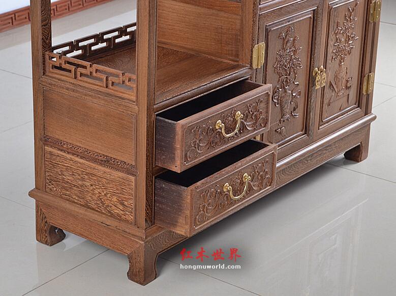 明清古典 非洲小鸡翅木家具 鸡翅木餐边柜 实木储物柜-10