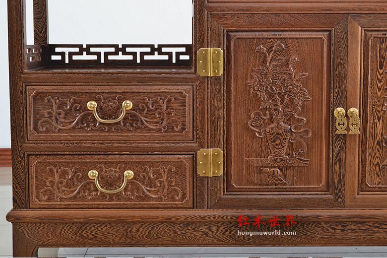 明清古典 非洲小鸡翅木家具 鸡翅木餐边柜 实木储物柜-7