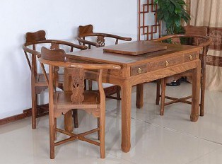红木家具鸡翅木茶桌椅组合实木中式泡茶桌功夫茶几茶艺桌子三角椅