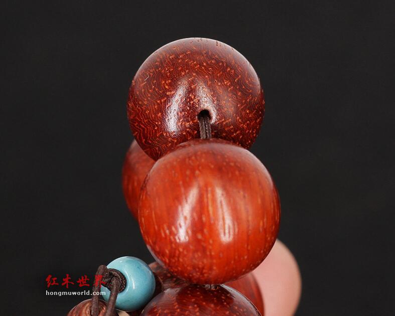 红花梨 巴西猫眼紫檀手工小孔特色顶珠加葫芦弟子珠手串 木质佛珠-4