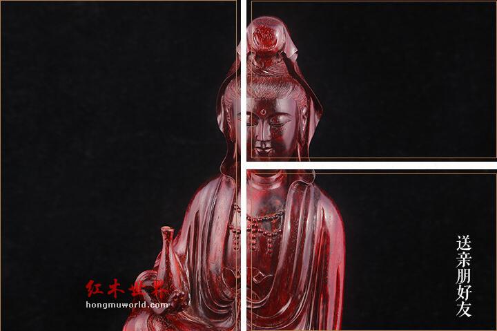 小叶紫檀观音佛像根雕木制工艺品 手工木雕摆件工艺品-2