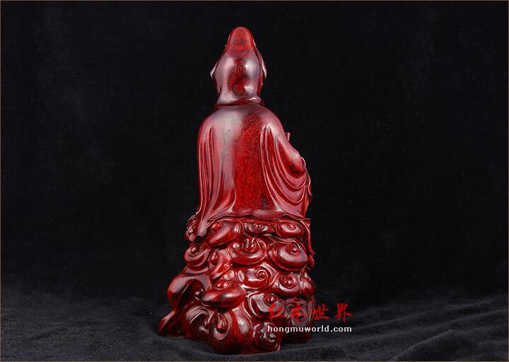 小叶紫檀观音佛像根雕木制工艺品 手工木雕摆件工艺品-3