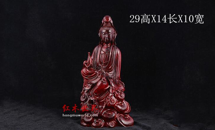 小叶紫檀观音佛像根雕木制工艺品 手工木雕摆件工艺品-5