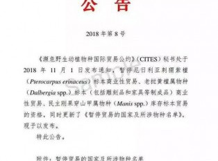 红木市场变局！濒管办宣布暂停刺猬紫檀、老挝黄檀属等商业贸易！